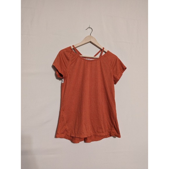 zelle Tops Z By Zelle Orange Athletic Shirt With Mesh Upper Back